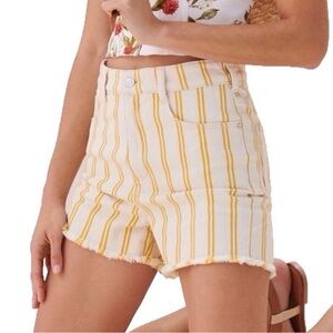 Pilcro High Waist Striped Shorts - Yellow and White